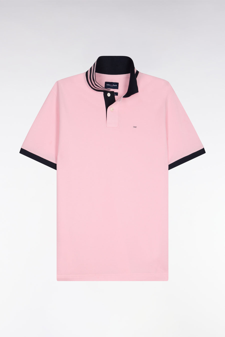 Eden Park Polo Shirt with Contrast Collar - Pink