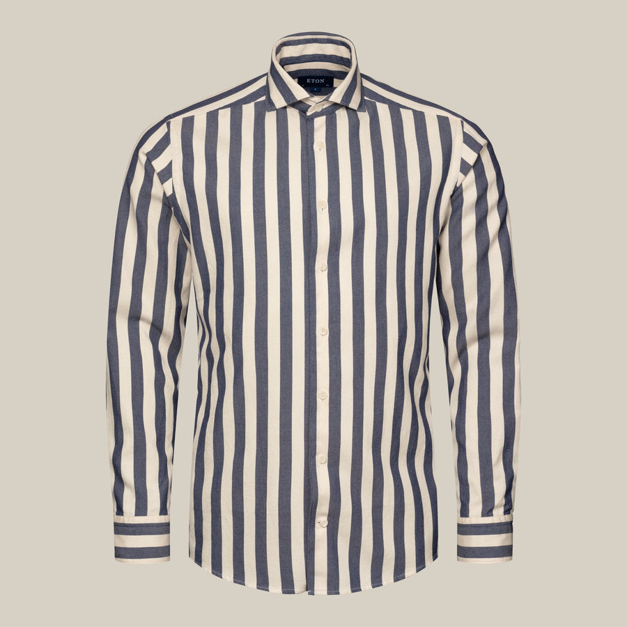 Eton Slim Fit Bold Striped Twill Shirt – Blue