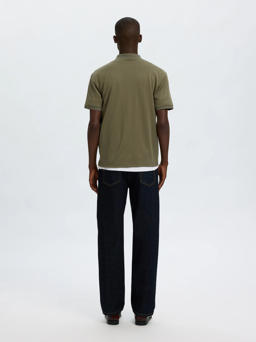 Selected Homme Fave Zip Polo Shirt - Green