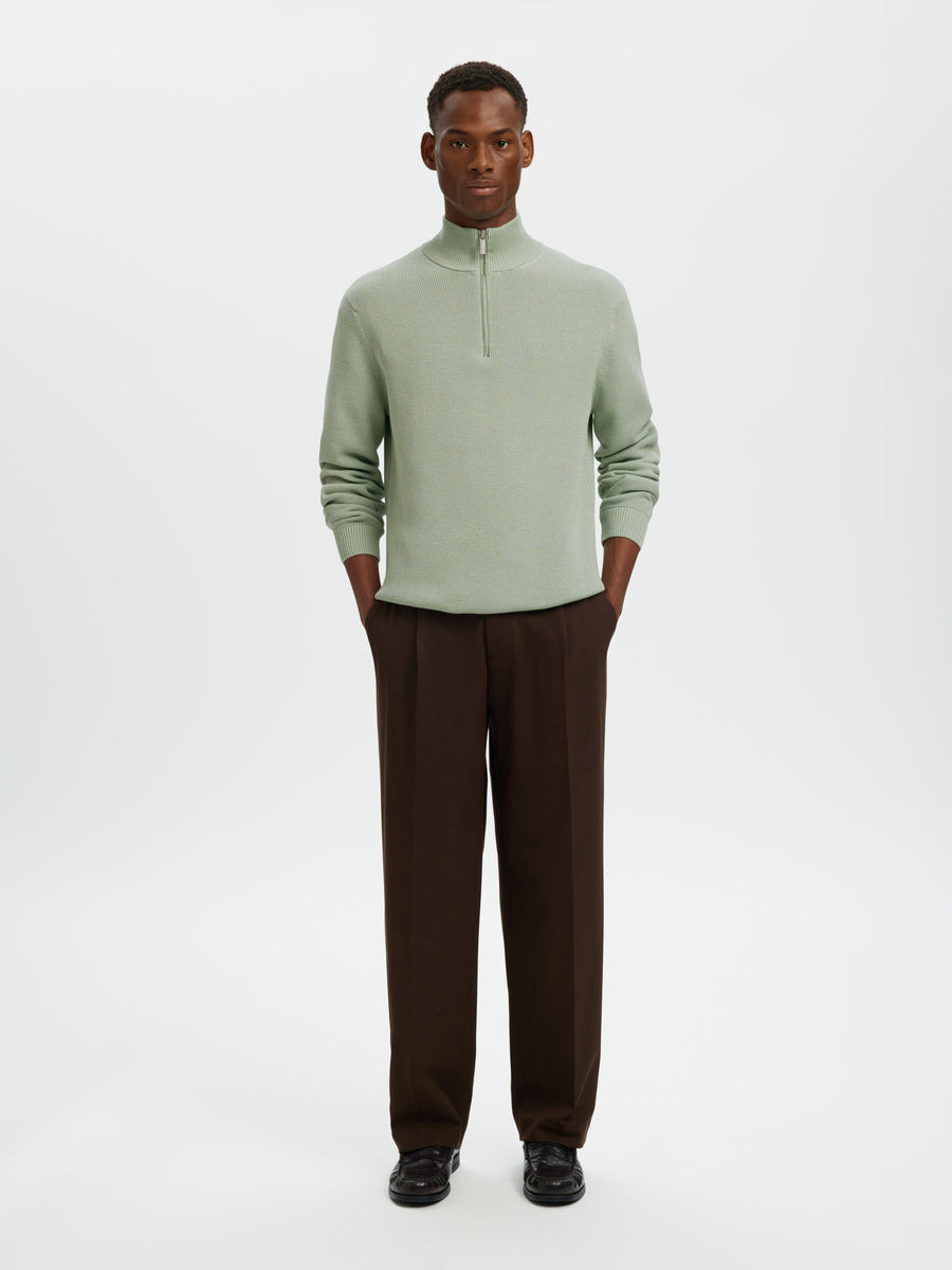 Selected Homme Dane Structured Half - Zip Knit - Aqua Grey