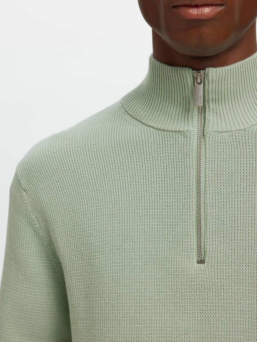 Selected Homme Dane Structured Half - Zip Knit - Aqua Grey