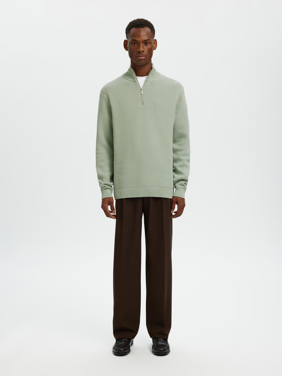Selected Homme Dane Structured Half - Zip Knit - Aqua Grey