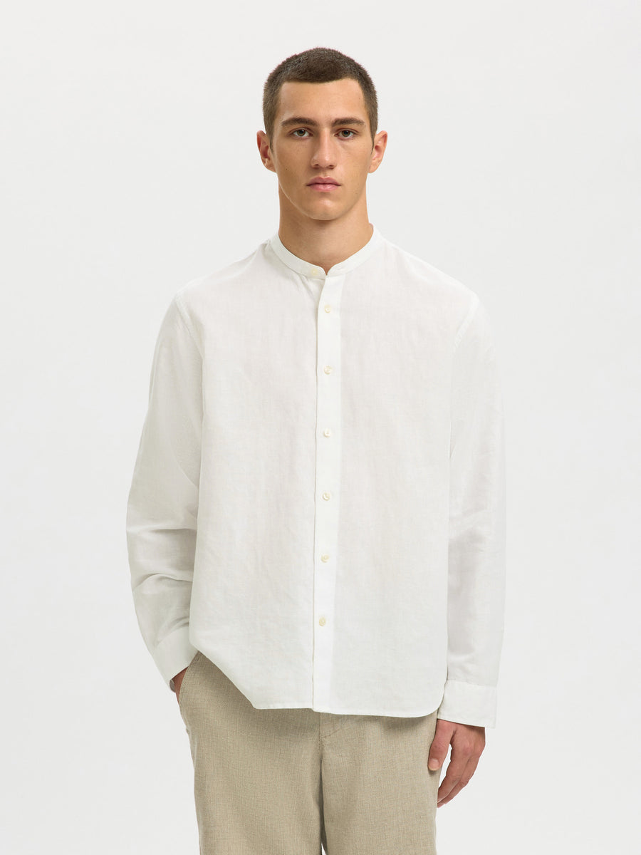 Selected Homme Linen Blend Casual Shirt - Bright White