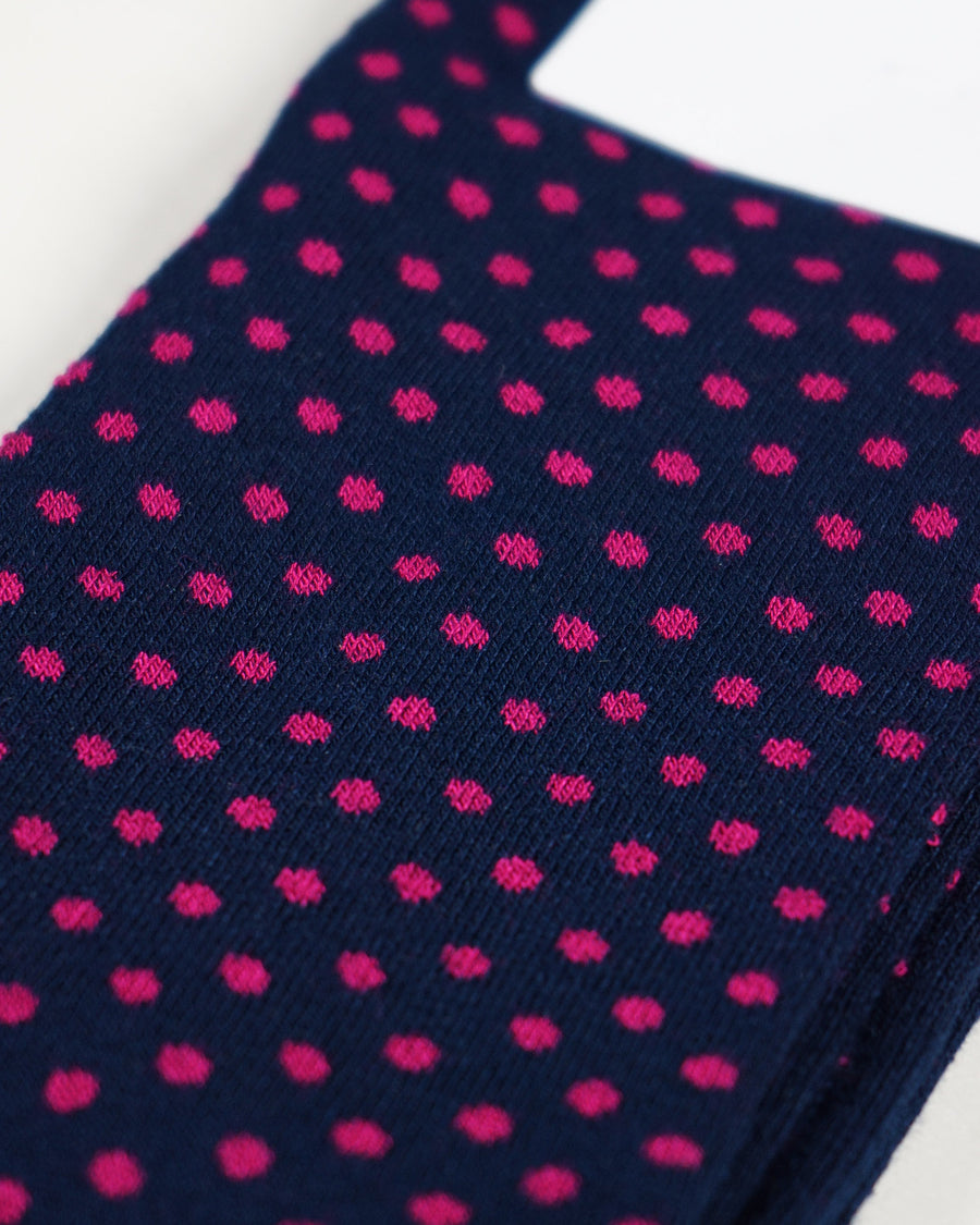 Luxury Bamboo Polka Sock Navy Pink