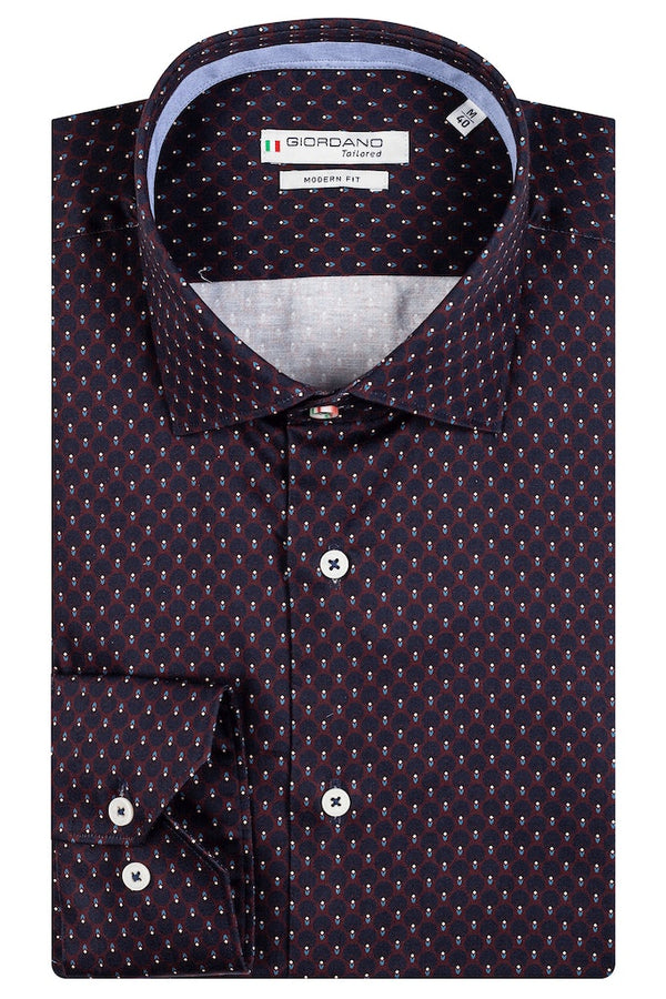 Giordano 'Maggiore' Long Sleeved Modern Fit Printed Shirt - Red