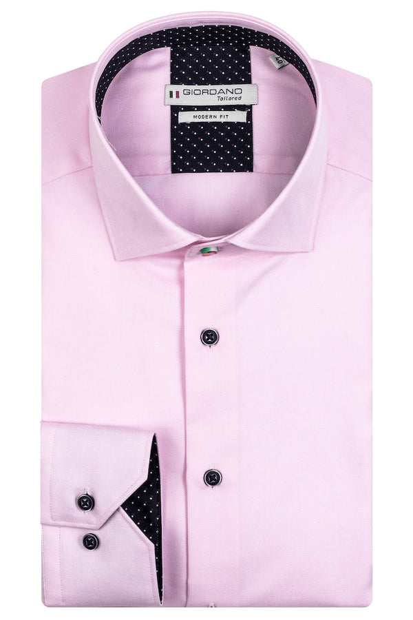 Giordano 'Maggiore' Fine Twill Long Sleeved Shirt - Pink