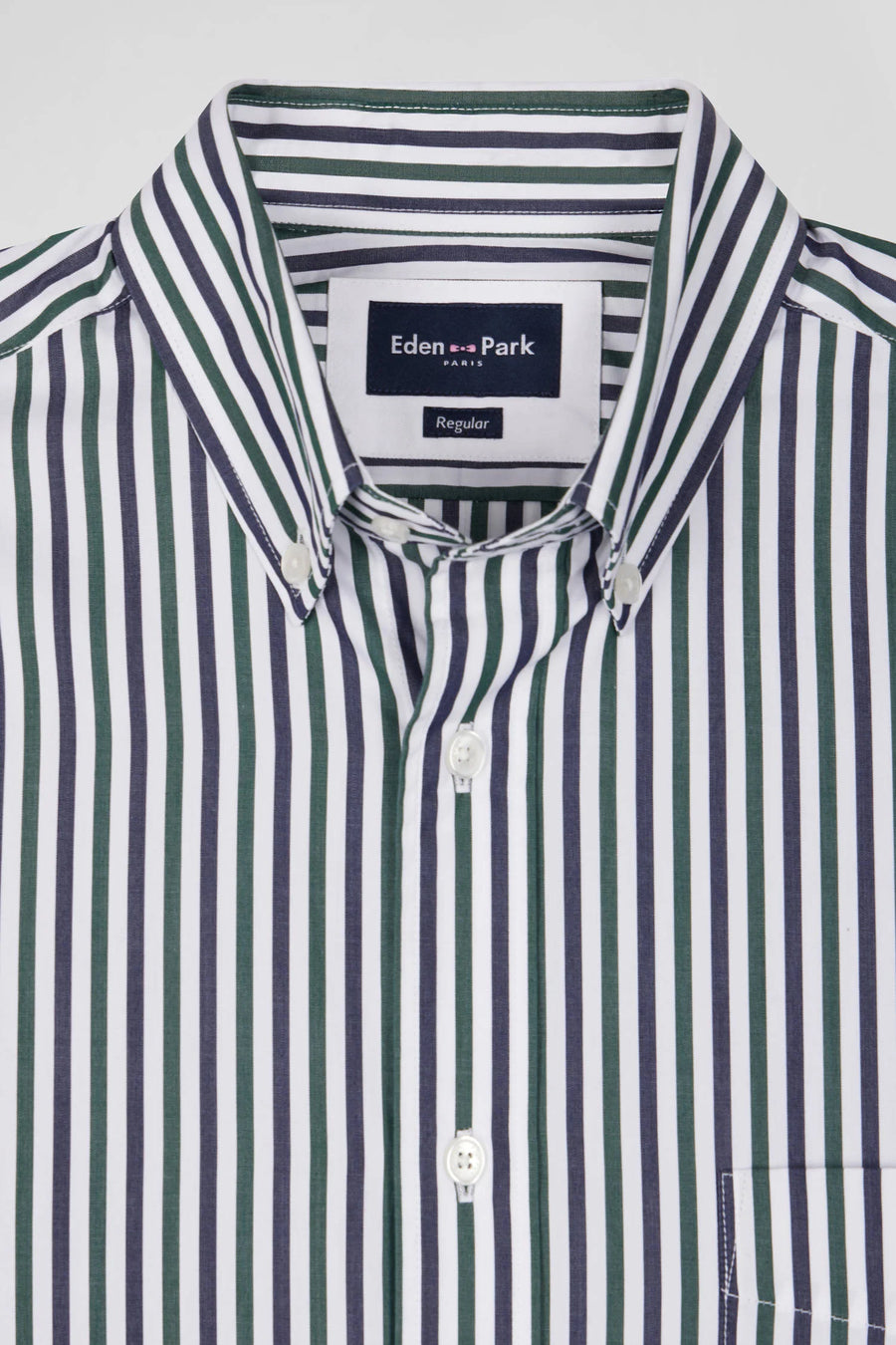 Eden Park Regular Fit Striped Cotton Poplin Shirt - Green
