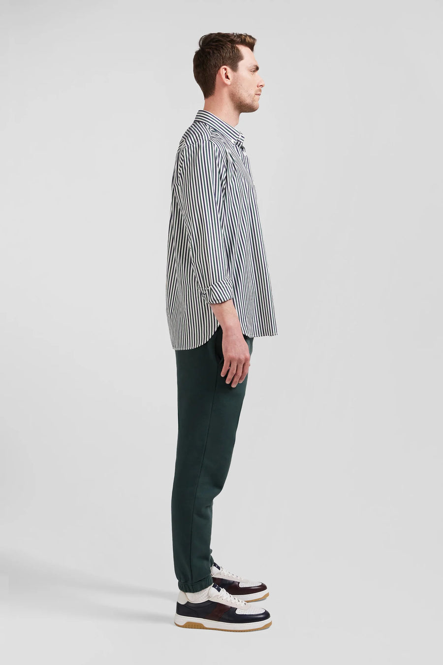 Eden Park Regular Fit Striped Cotton Poplin Shirt - Green