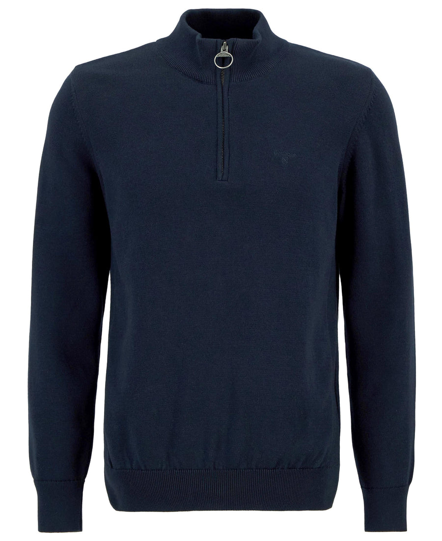 Barbour Cotton Quarter Zip Knit - Navy