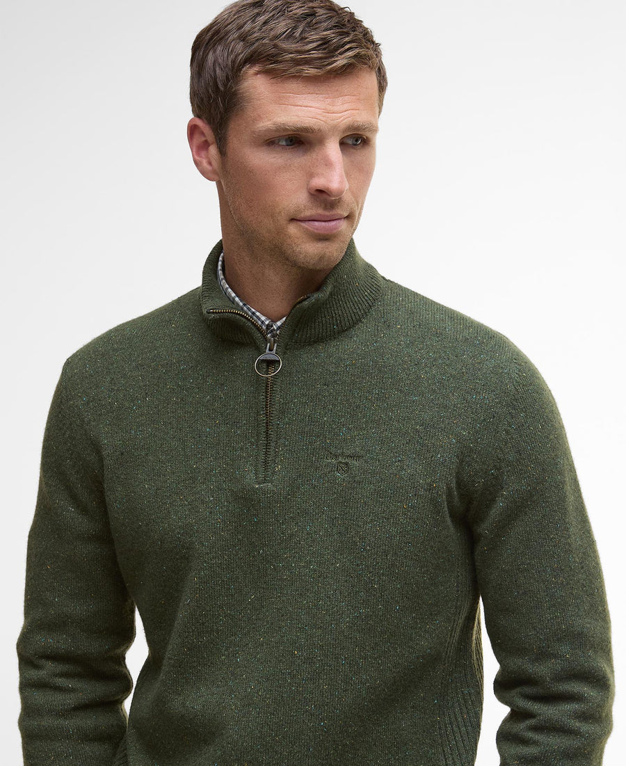 Barbour Essential Tisbury Half Zip Knitted Jumper - Green
