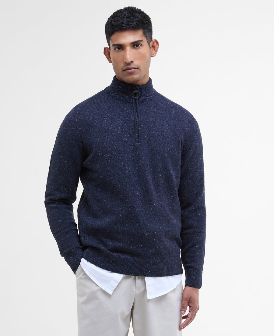 Barbour Essential Tisbury Half Zip Knitted Jumper - Blue