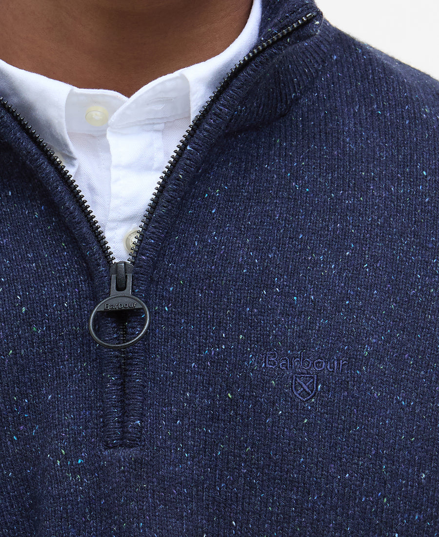 Barbour Essential Tisbury Half Zip Knitted Jumper - Blue