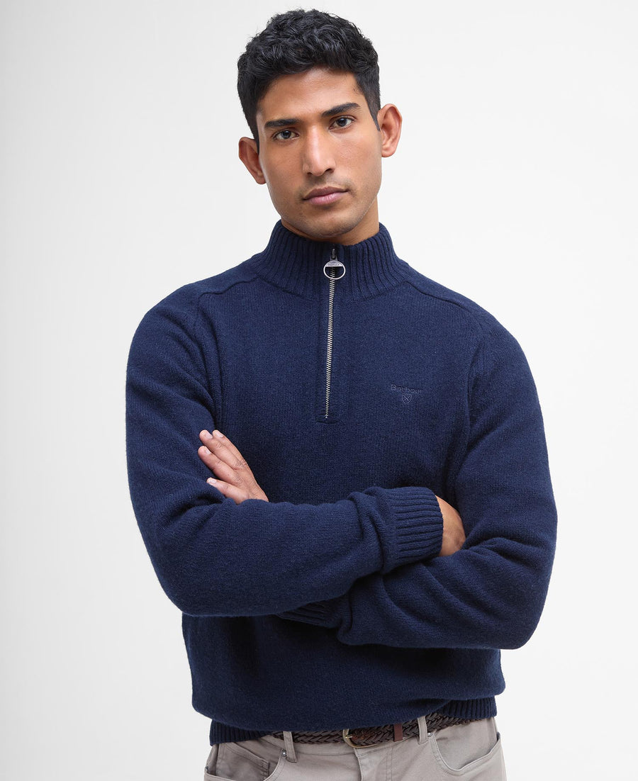 Barbour Grangetown Half Zip Knitted Jumper - Navy