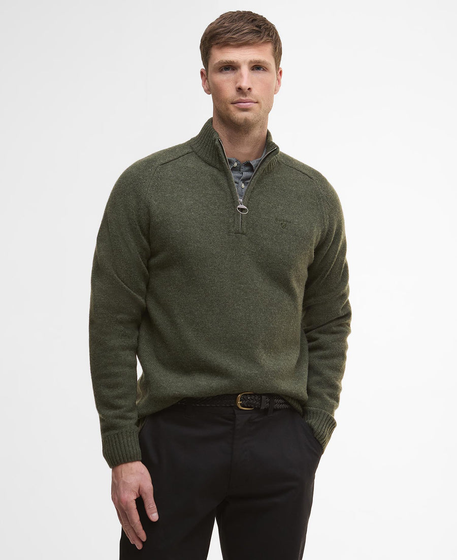 Barbour Grangetown Half Zip Knitted Jumper - Olive