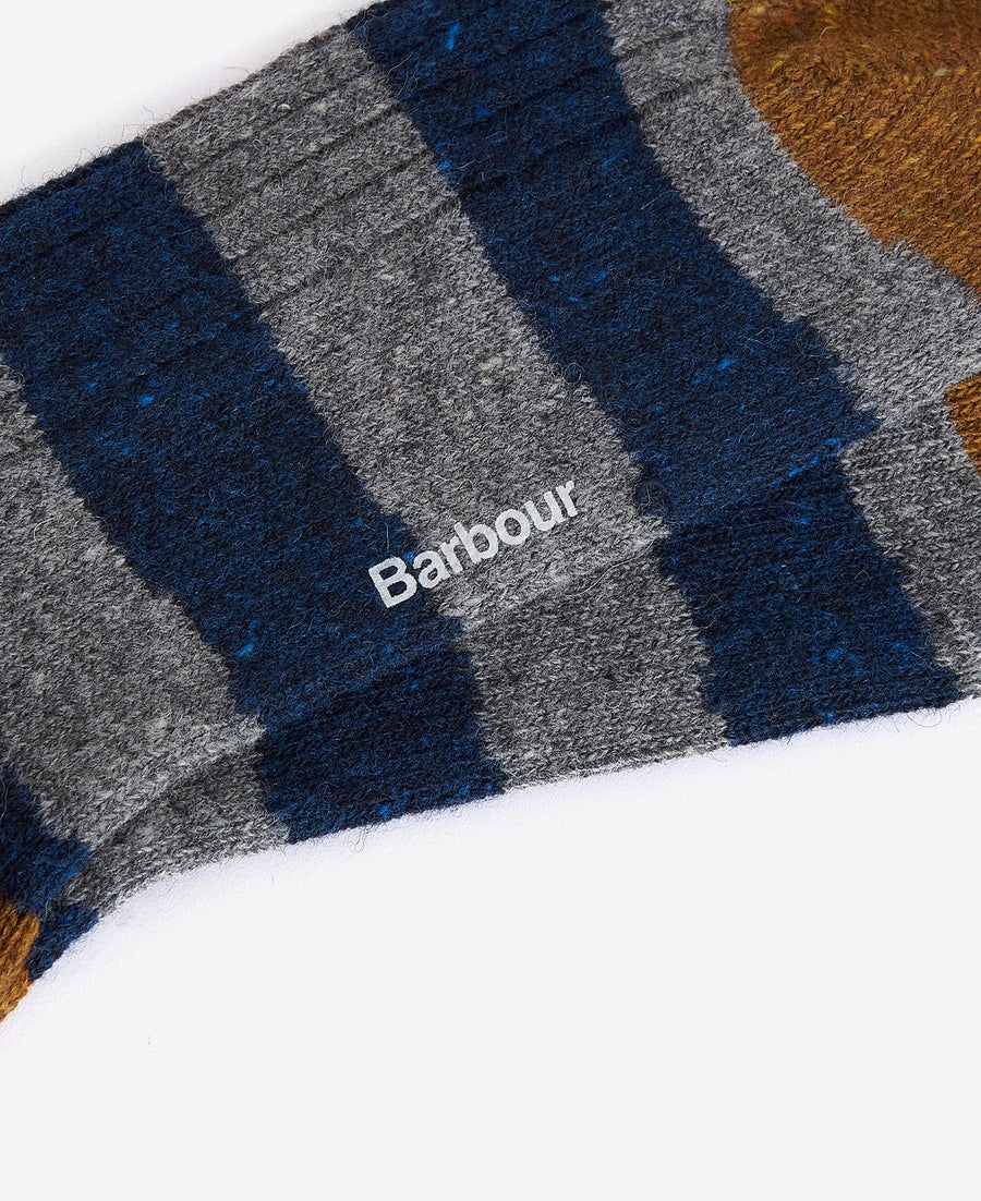 Barbour Houghton Stripe Socks - Navy / Grey / Orange