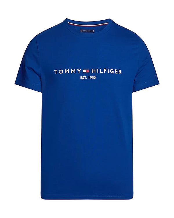 Tommy Hilfiger Logo Embroidery Slim Fit T-Shirt - Blue