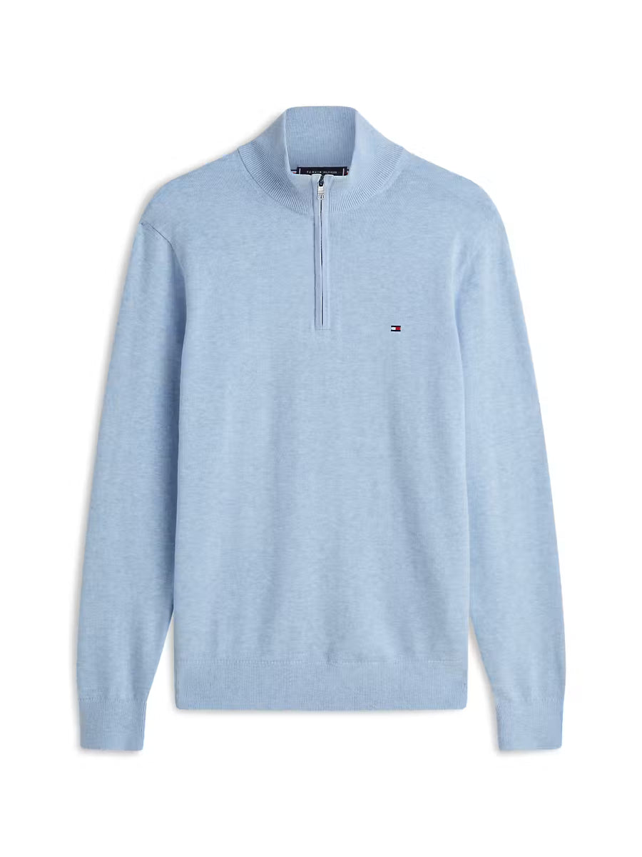 Tommy Hilfiger Essential Cotton Quarter-Zip Jumper – Blue