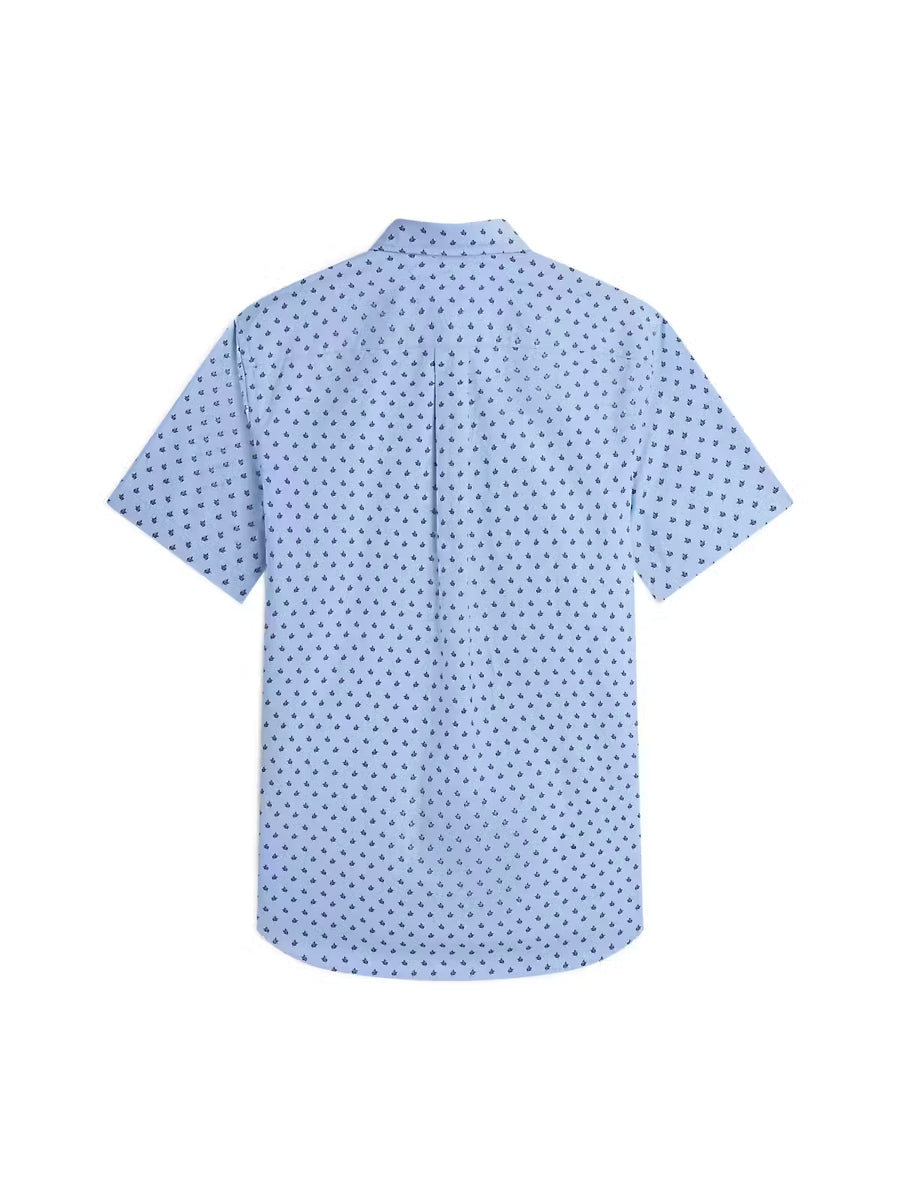 Tommy Hilfiger Flex Poplin Print Short-Sleeve Shirt – Blue