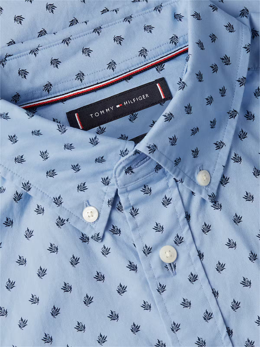 Tommy Hilfiger Flex Poplin Print Short-Sleeve Shirt – Blue