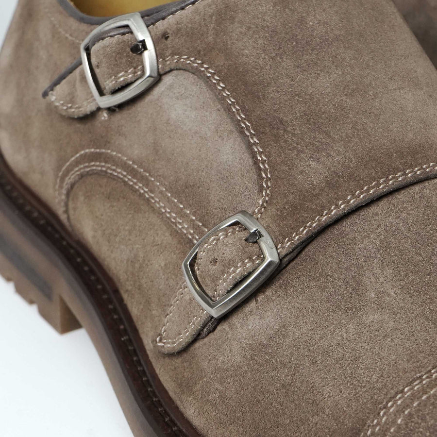 Magnanni Double Monk Strap Suede Shoe - Grey