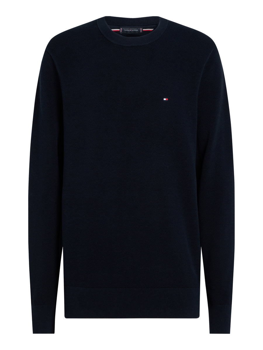 Tommy Hilfiger Textured Knit Crew-Neck Jumper – Navy