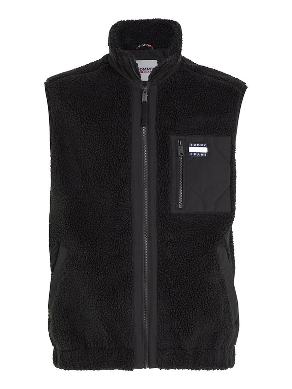 Tommy Jeans Sherpa Relaxed Padded Vest - Black