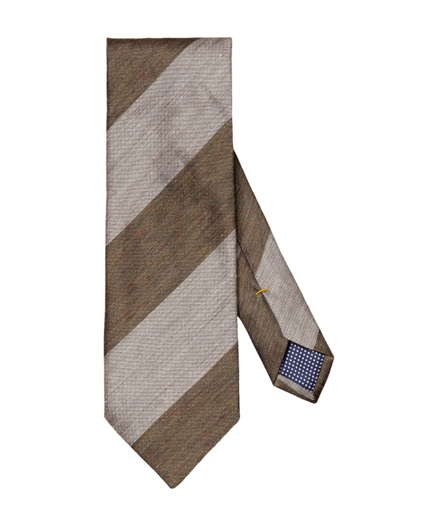 Eton Striped Linen Silk Tie - Green