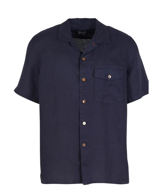 Paul Smith Straight Fit Linen Shirt - Navy