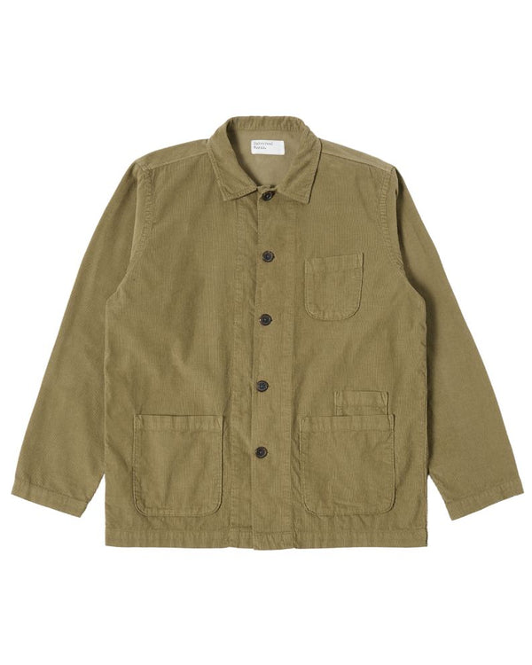 Universal Works Bakers Overshirt In Fine Cord - Green