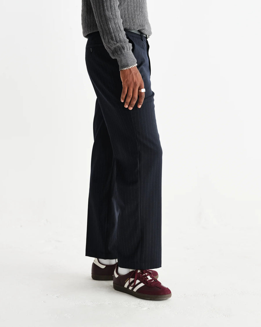 Wax London Bayham Wool-Blend Pinstripe Trousers - Navy