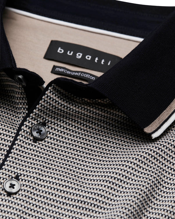 Bugatti Contrast Collar Polo Shirt - Brown