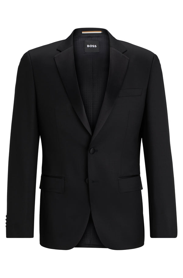 Boss Slim-fit Virgin-Wool Tuxedo Jacket - Black