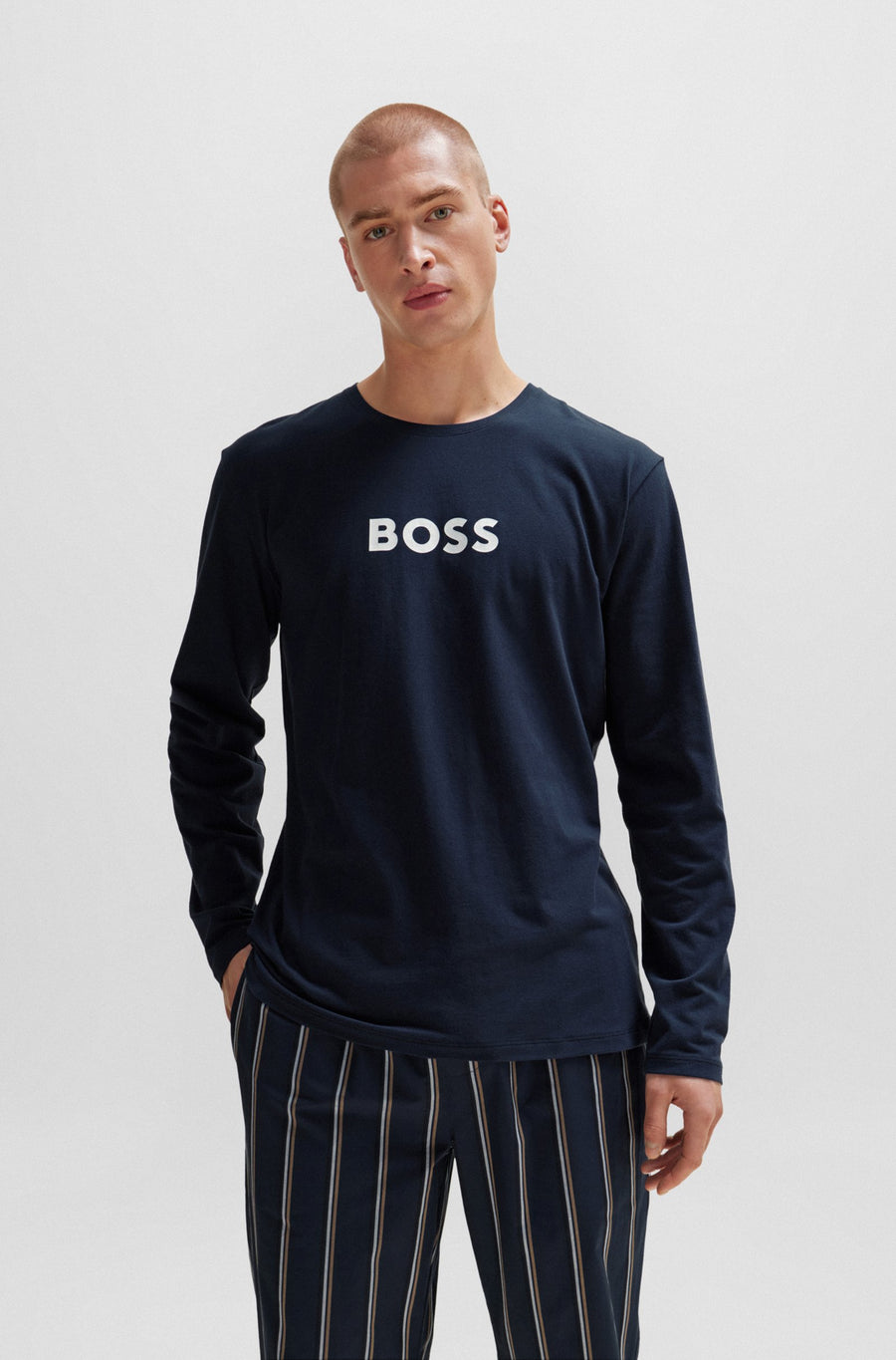 BOSS Contrast Logo Regular Fit Pyjama Set – Blue