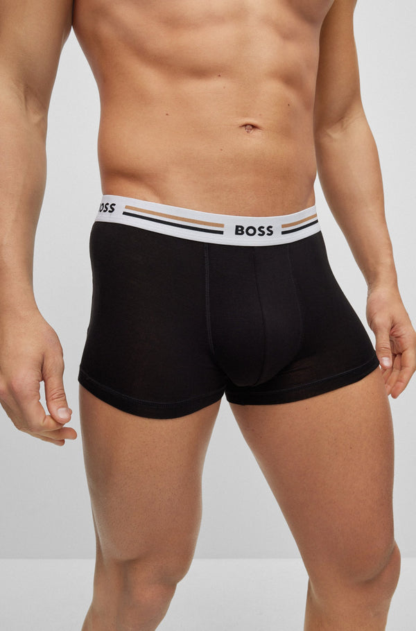 Boss Logo Waistband Three-Pack Soft-Touch Underwear - Black