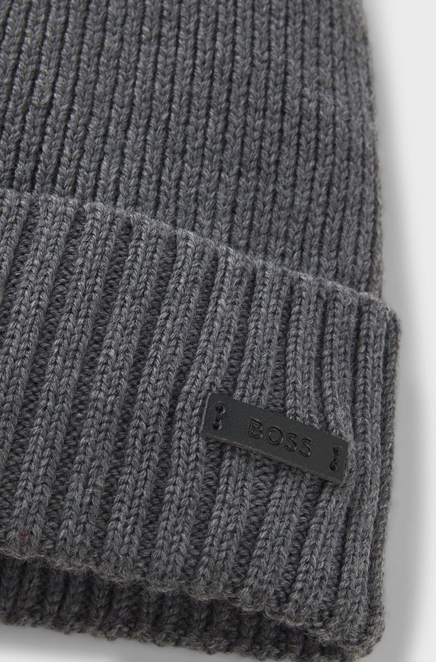 BOSS Virgin Wool Logo Beanie – Grey