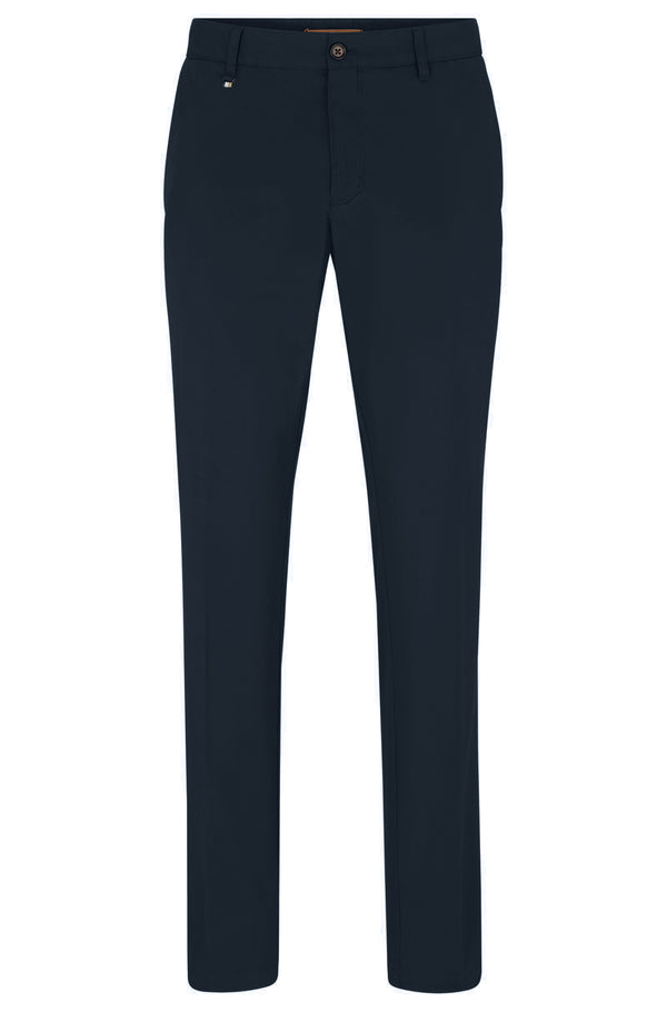 Boss Stretch Cotton Slim-Fit Trousers - Navy