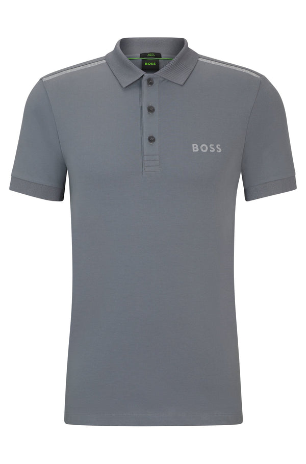 Boss Slim-Fit Polo Shirt with Reflective Details - Grey