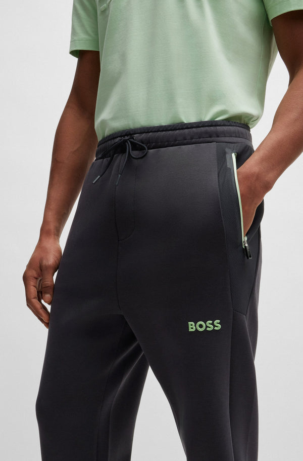 Boss 3D Logo Cotton-Blend Tracksuit Bottoms - Grey