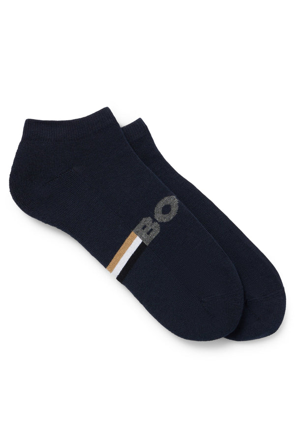 Boss Cotton Blend Two-Pack of Ankle-Length Socks - Navy