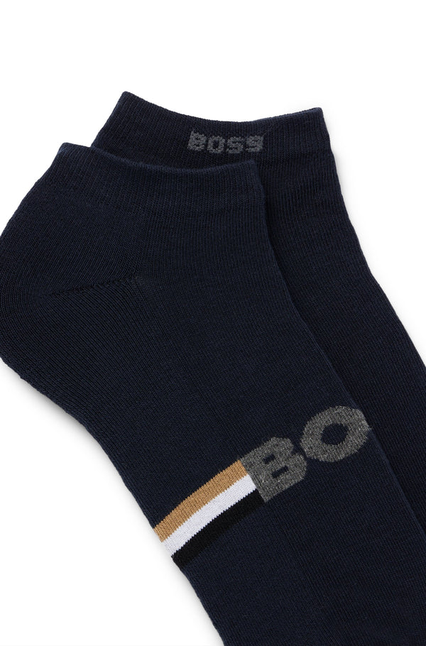 Boss Cotton Blend Two-Pack of Ankle-Length Socks - Navy