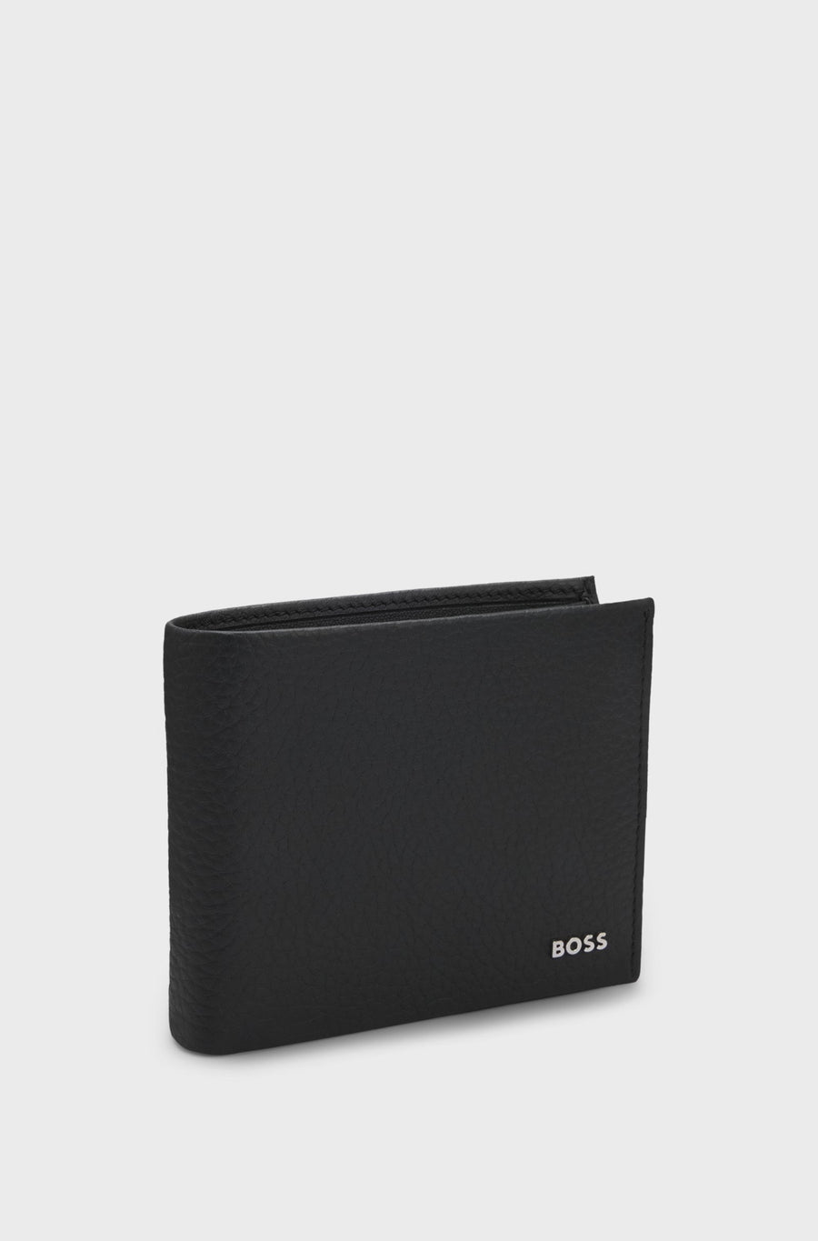 BOSS Crosstown Grained Leather Trifold Wallet – Black