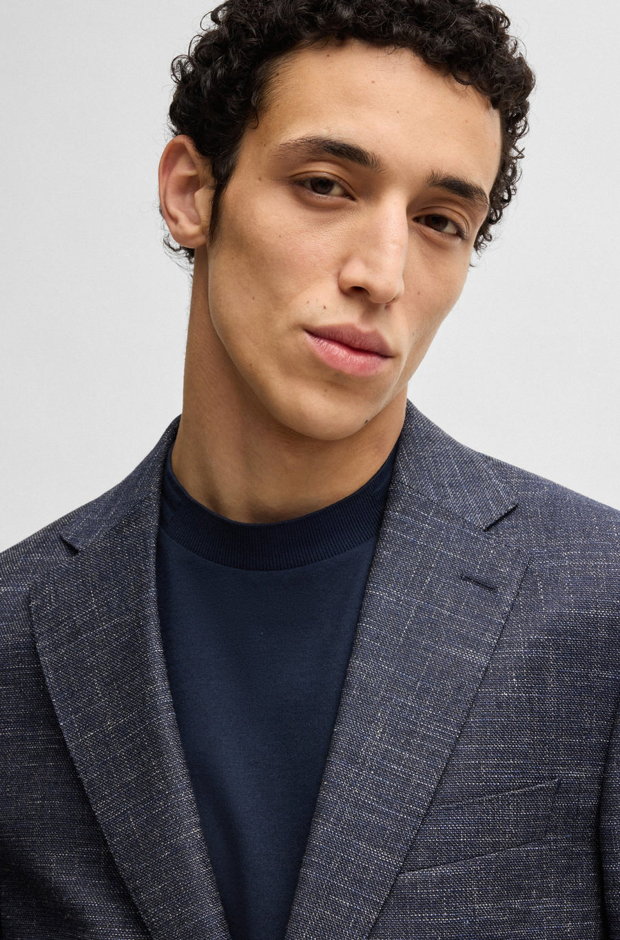 BOSS Slim Fit Patterned Stretch Suit Jacket – Blue