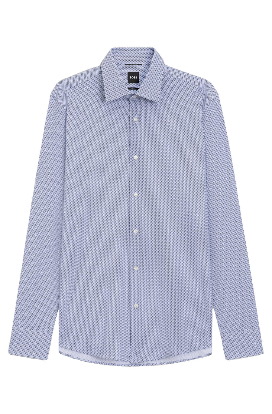 BOSS Slim Fit Printed Performance-Stretch Shirt – Blue