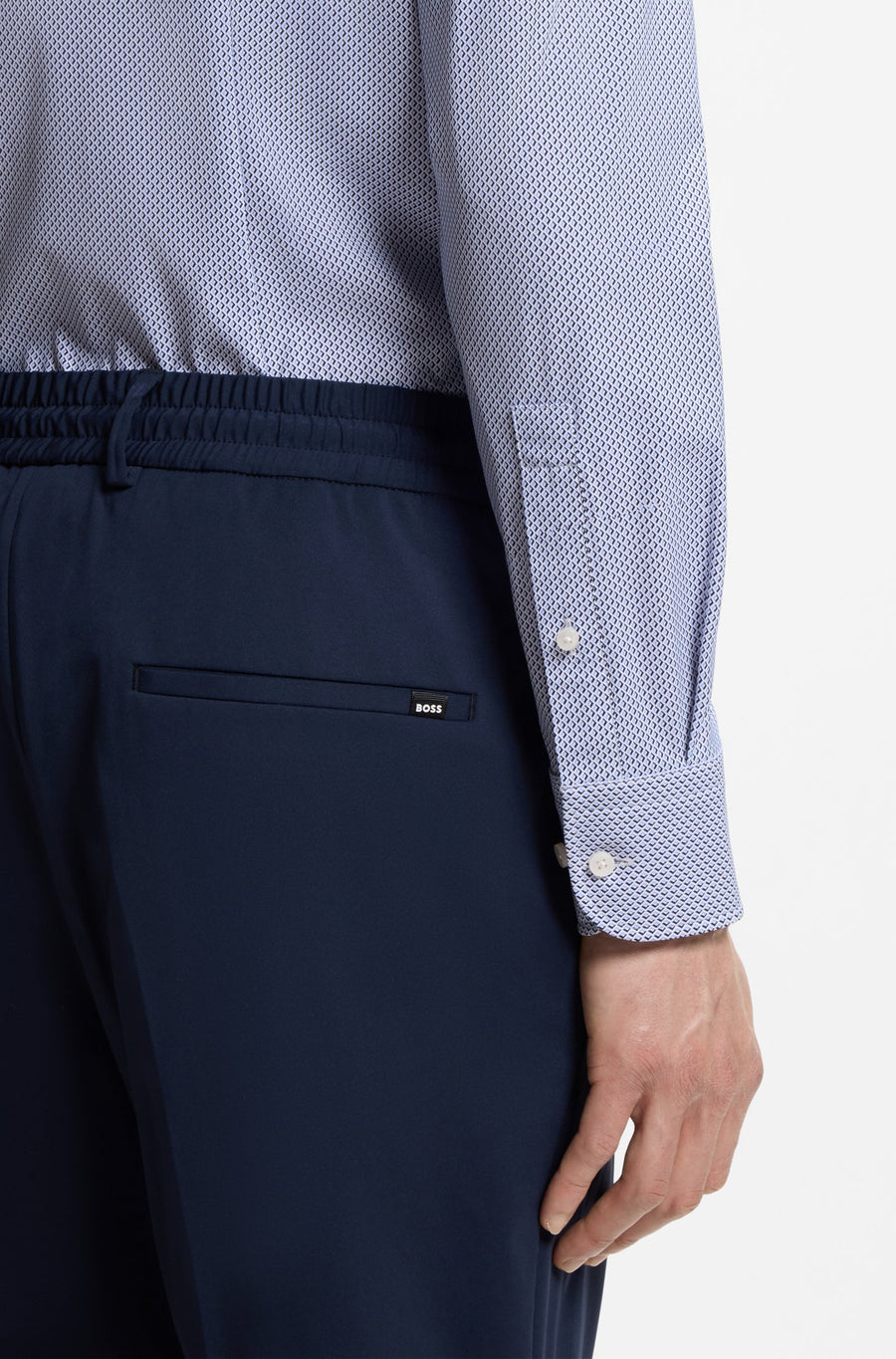BOSS Slim Fit Printed Performance-Stretch Shirt – Blue