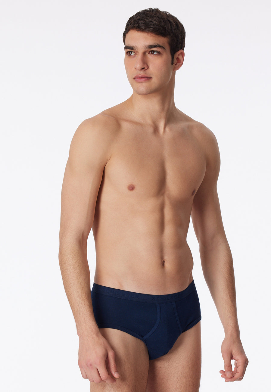 Schiesser Original Classics Fine Rib Briefs with Fly - Navy