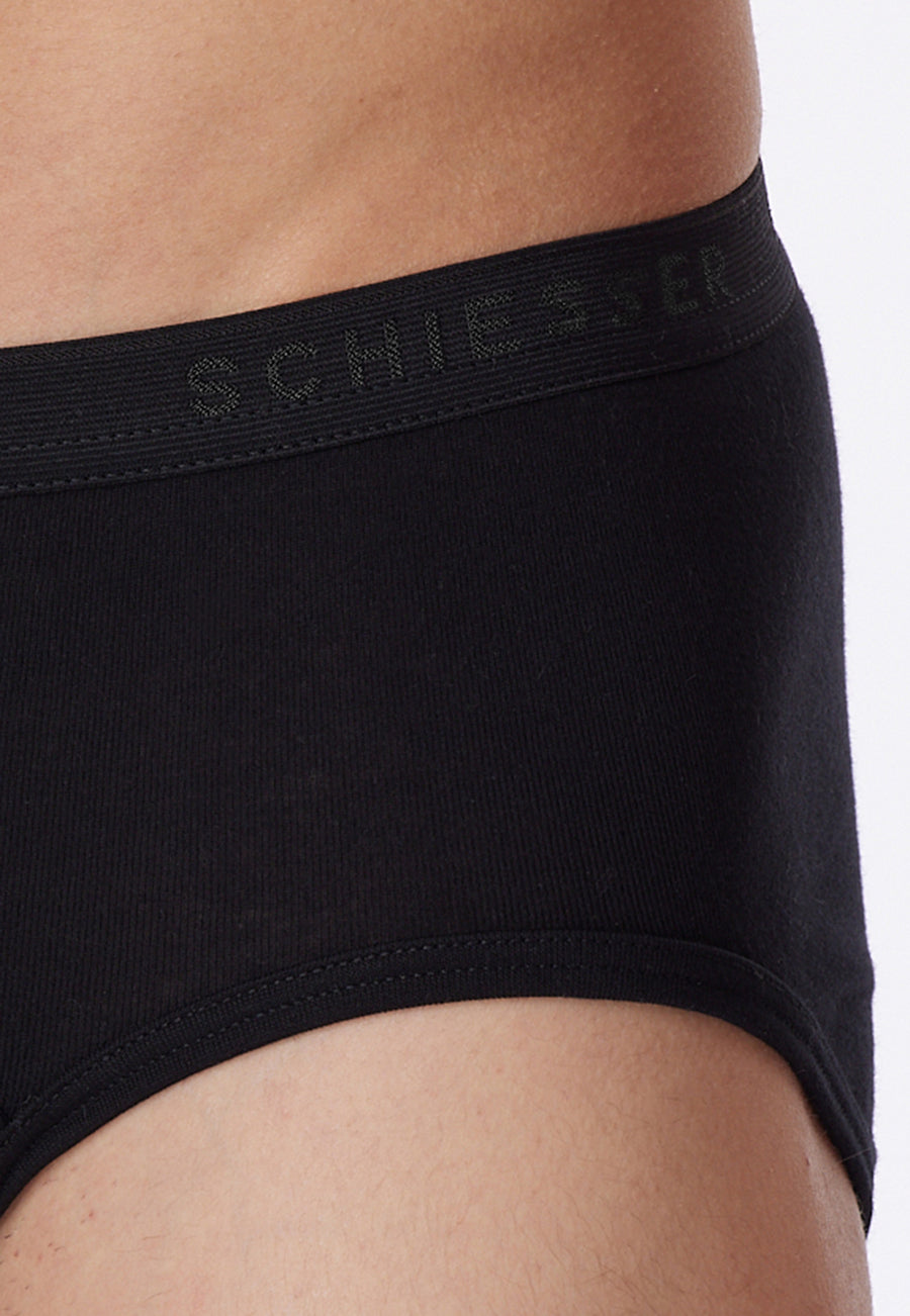 Schiesser Original Classics Fine Rib Briefs with Fly - Black