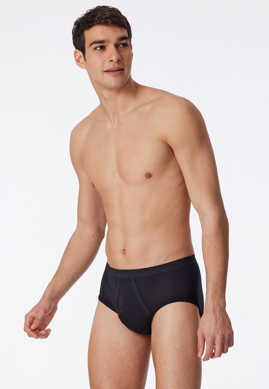 Schiesser Original Classics Fine Rib Briefs with Fly - Black