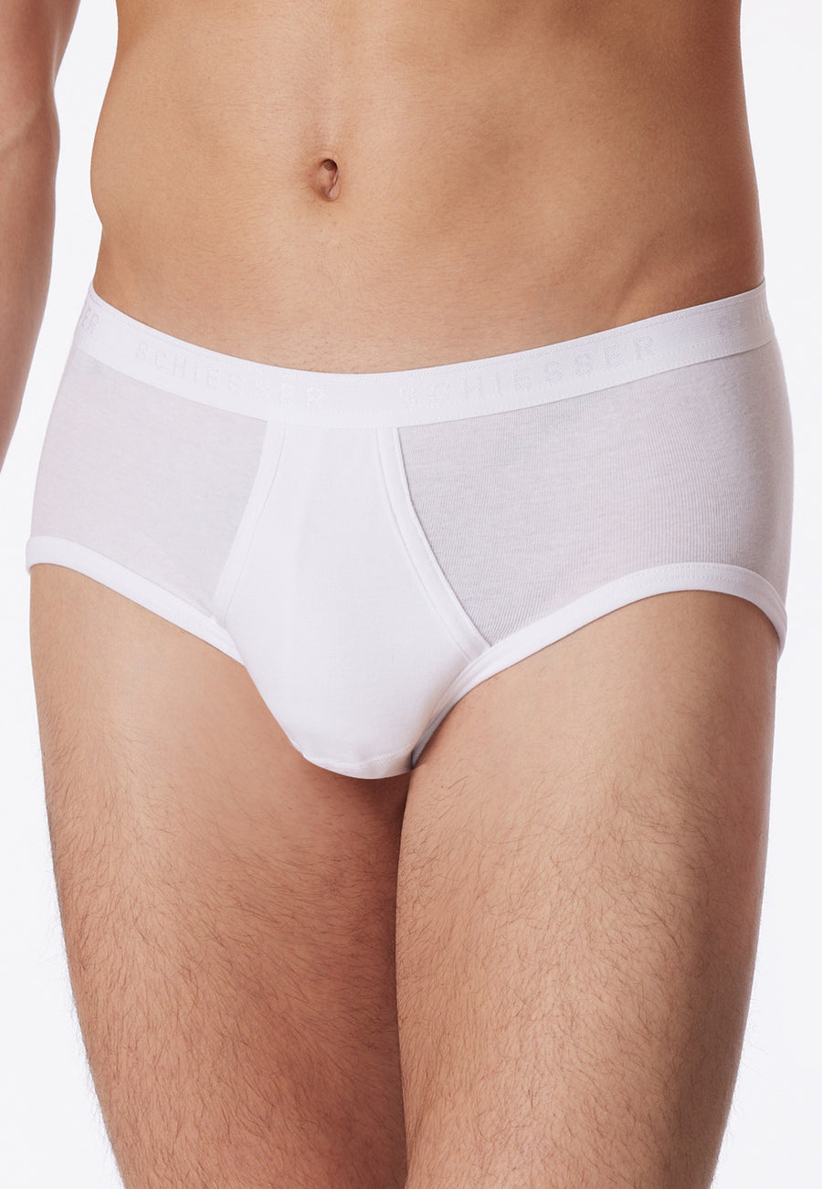 Schiesser Original Classics Fine Rib Briefs with Fly - White
