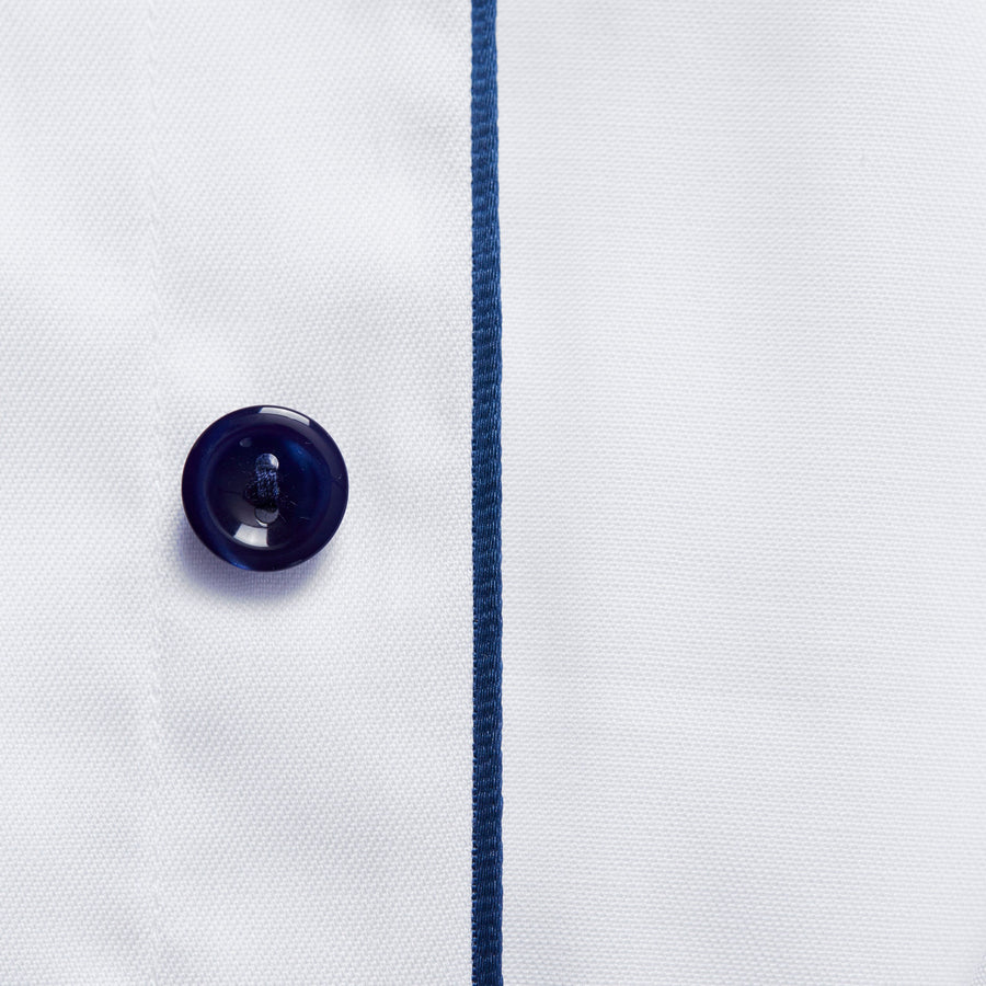 Eton Contemporary Fit Signature Twill Contrast Button Shirt – White