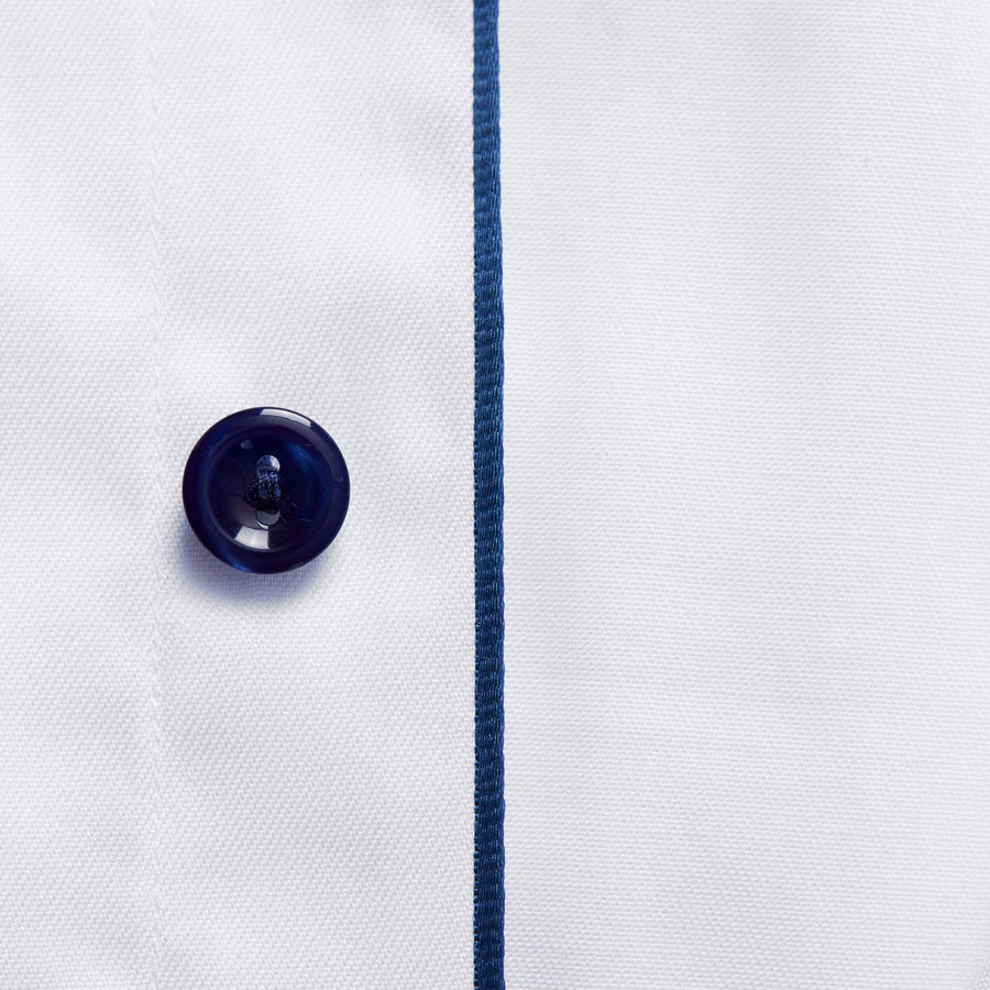 Eton Slim Fit Signature Twill Shirt – White (Navy Details)